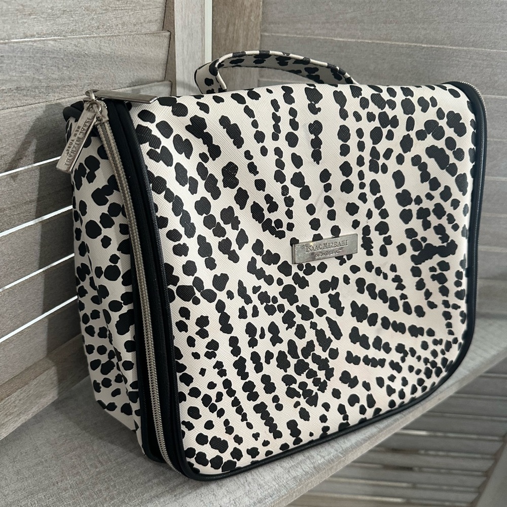 Isaac Mizrahi Black & White Animal Print Makeup Bag - Picture 4 of 17